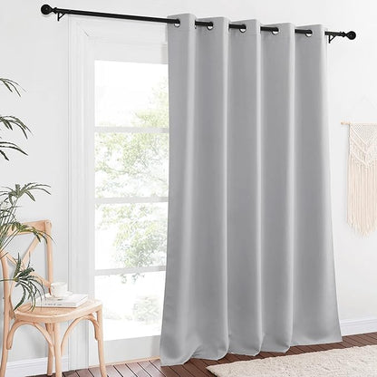 NICETOWN Blackout Long Window Curtain 90 inch Length - Room Darkening Thermal Curtain Grommet Large Window Treatment Light Blocking for Living Room (Siver Grey, 1 Panel, W66 x L90)