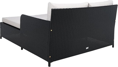 Safavieh Outdoor Collection PAT7500 Daybed, Black/Light Grey