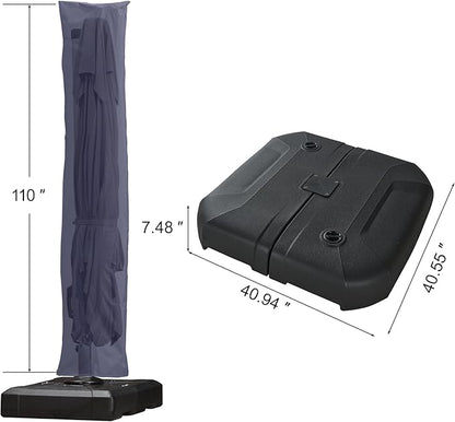 PURPLE LEAF 10'×13' Patio Umbrella with Base Included and Cover Outdoor Umbrella with Cover Extra Large Heavy Duty Cantilever Umbrella Navy Blue