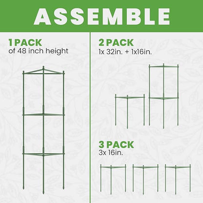 Tomato Cage - Large Trellis Stakes and Plant Support Structures for Vegetables and Climbing Plants - Tall Tomato Cages for Garden, Pots, Raised Garden Bed Outdoor Supplies (1 Pack - Up to 48")
