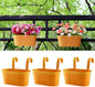 3 Pack Metal Railing Planters, 10.5" Oval Hanging Flower Pots with Detachable Hooks & Drainage Holes, Fits Rails up to 2.36", Galvanized Iron Fence Bucket for Balcony Garden Patio - Orange