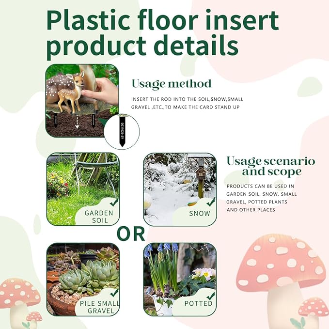 Fairy Garden Stake Decor, Acrylic 2D Garden Fairy Decoration, Fairy Garden Accessories for Outdoor Indoor Yard Lawn Pot Plants (Deer-Garden)
