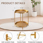 Round Metal Side Table, 2-Tier Outdoor End Table with Removable Trays