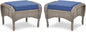 Belord Outdoor Ottomans for Patio Foot Rest - 25 Inch PE Wicker Foot Stool Set of 2 with Removable Cushions for Patio Furniture Sets,All Weather Rattan Ottoman for Balcony Deck Backyard Brown