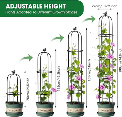 6.2ft Garden Obelisk Trellis for Climbing Plants Rustproof Metal Pipe with Heavy Duty Plastic Coated Garden Outdoor Indoor Potted Plant Support for Clematis Vine Jasmine Support