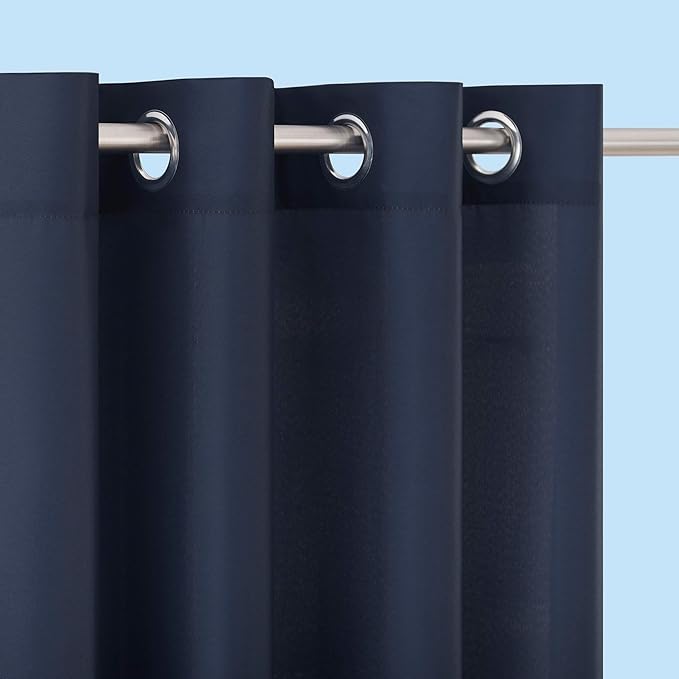Sun Zero Marina Indoor/Outdoor UV Protectant Energy Efficient Grommet Curtain Panel, 54" x 84", Navy Blue