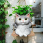 Cat Hanging Planters for Indoor Outdoor Plants, Small Cute Hanging Pots for Succulent, String of Pearls Plant, Resin Hanging Flower Pots with Drainage Hole, Unique Gift, Garden Home Decor