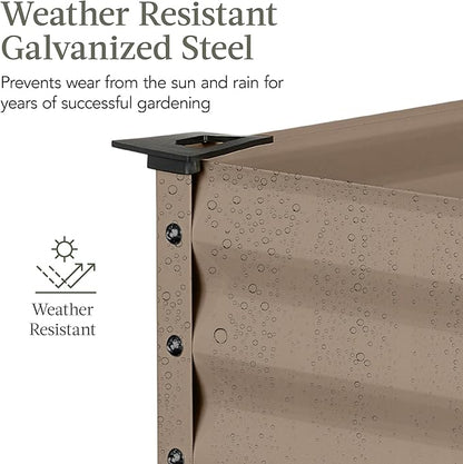 Best Choice Products 48x24x30in Galvanized Raised Garden Bed, Metal Elevated Planter Box, Vegetable Garden for Backyard, Patio, Balcony - Taupe