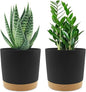 QCQHDU 6.5 inch Plant Pot, 2 Pack Planters for Indoor Plants with Drainage Holes & Saucer, Outdoor Flower Pots Home Garden Modern Decor
