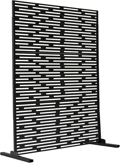 Oakland Living 6 ft. X 4 ft. Black Freestanding Metal Privacy Screen Room Divider