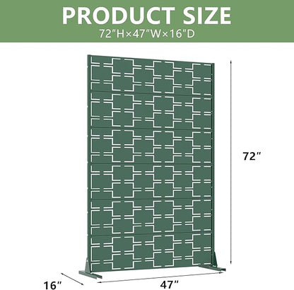 Casaphoria Metal Privacy Screen Outdoor, 72" H x 47" W Freestanding Decorative Privacy Screen for Patio Deck Balcony Garden with Stable Base, Drakgreen-Square