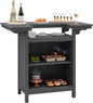 SERWALL Outdoor Bar Table,Patio Bar Cabinet with 4-Tier Storage and Spacious Tabletop for Outside,Poolside, Backyard,Made of HDPE,Gray