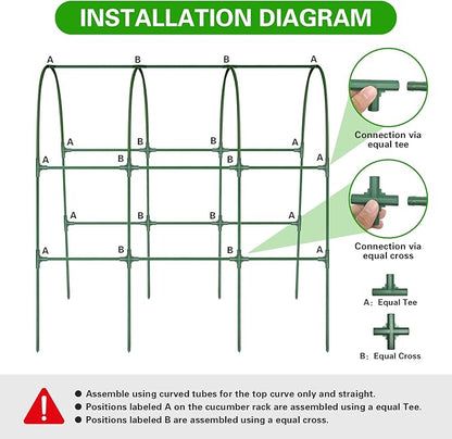 2 Pack Cucumber Trellis for Raised Bed, U-Shape Garden Trellis for Climbing Plants Outdoor, Metal Arch Trellis for Vegetables, Plant Support for Tomato, Bean, Pea