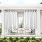 Exclusive Home Cabana Solid Indoor/Outdoor Light Filtering Hook-and-Loop Tab Top Curtain Panel Pair, 54"x63", White