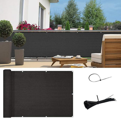 Sunny Guard Customized 3'x29' Black Balcony Privacy Screen, 90% Shade by SUNNYGUARD