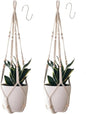 Macrame Plant Hanger for 4-12 Inch Pot Indoor Crochet Hanging Plant Holder Outdoor Boho Home Decor Basket wall Window Rope White Large Long (Ivory)