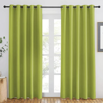 NICETOWN Fresh Green Blackout Curtains 84 inch Length, Grommet Top Room Darkening Drapes for Bedroom Living Room, Light Blocking Window Covering for Privacy (W66 x L84 Inch, 1 Panel)