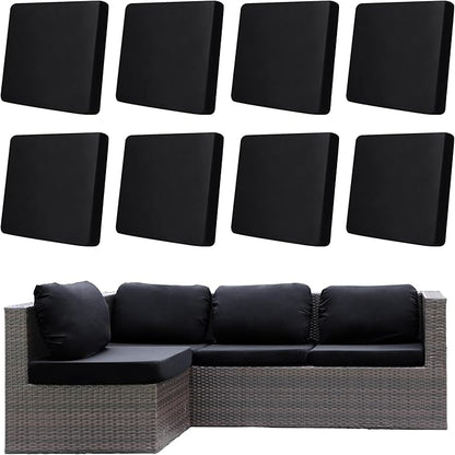 Cushion Covers, 8-Pack Black Stretch-Fit Outdoor Patio Covers