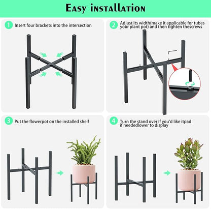 Urban Deco Adjustable Metal Plant Stand Outdoor & Indoor Planter With Stand Fits for 8-14 Inch Plant Holder Mid Century Modern Flower Stand Corner Outdoor Plant Stands for Patio