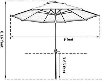 Sunnyglade 9' Patio Umbrella Outdoor Table Umbrella with 8 Sturdy Ribs (Dark Green)