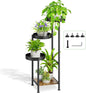Plant Stand Indoor Outdoor Clearance, 4 Tier Tall Corner Metal Flower Pot Shelf Holder, Multiple Heavy Duty Plants Display Rack for Patio Orchid Office Porch Living Room Garden Balcony, Black