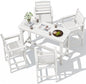 SERWALL Outdoor Bar Set - 4 Adirondack Bar Chairs & Bar Height Table with 1.6" Umbrella Hole, All-Weather HDPE Patio Furniture for Poolside, Backyard, Garden - White
