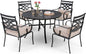 Sophia and William Outdoor Patio Dining Set for 4, Outdoor Table and Chairs, Removable Seat Cushions, Black 42" Round Patio Dining Table