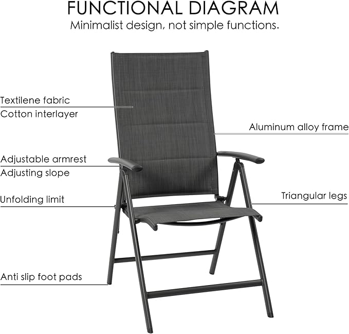 Kozyard 7 Piece Outdoor Patio Dining Set for 6 Person, 6 Pack Foldable Deck Chairs, 43"- 86" Villa Expandable Patio Dining Table Adjustable for Backyard, Porch, Deck, Garden