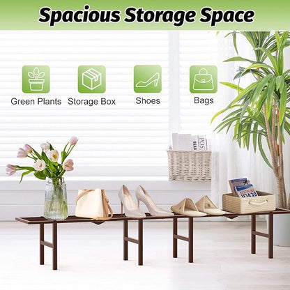 2 Pack Metal Plant Stand Outdoor Indoor, 1 Tier Folding Tiered Flower Plant Shelf, Heavy Duty Ladder Multiple Pot Display Plant Rack for Patio Garden Balcony Windowsills, Brown