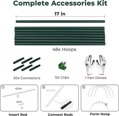 Gardzen Garden Hoops for Raised Beds Greenhouse Hoops, DIY Kit for Row Cover Garden Netting, All Season Plant Protection, 48 Pcs