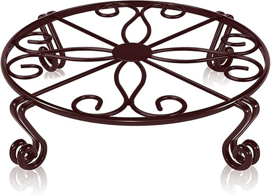 Brown Plant Stand for Flower Pot Heavy Duty Potted Holder Indoor Outdoor Metal Rustproof Iron Garden Container Round Supports Rack for Planter Bronze, Pumpkin Stand Outdoor