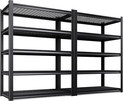 Set of 2 71"H Garage Shelving-3000LBS 5 Tier Storage Shelves,Adjustable Heavy Duty Metal Shelving Unit and Storage Large Wire Rack,Utility Steel Shelf For Shop Warehouse Industrial Pantry 71"x35"x16"