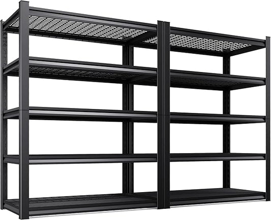 Set of 2 71"H Garage Shelving-3000LBS 5 Tier Storage Shelves,Adjustable Heavy Duty Metal Shelving Unit and Storage Large Wire Rack,Utility Steel Shelf For Shop Warehouse Industrial Pantry 71"x35"x16"