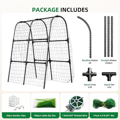 Cucumber Trellis for Raised Bed, U-Shape Garden Arch Metal Support for Climbing Plants, Metal Arch Plant Support Vegetables Trellis, Plant Support for Vine (Black, 31.5 * 30 * 47inch(L*W*H))