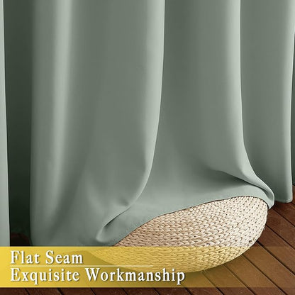 NICETOWN Sage Green Blackout Curtains for Bedroom - Grommet Thermal Insulated Family Home Window Treatments Solid Room Darkening Privacy Drape for Living Room (W66 x L102, 1 Panel)