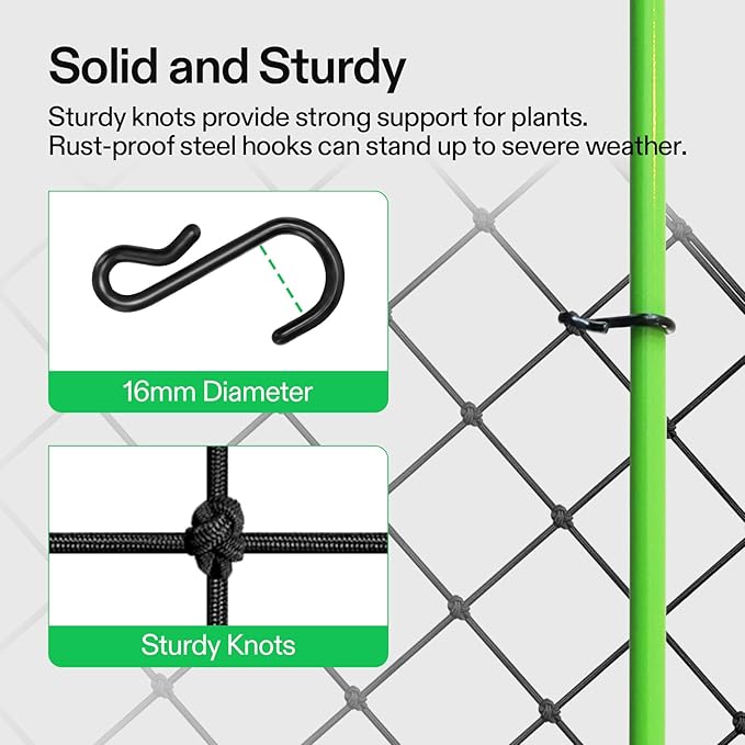 VIVOSUN 2 x 4Ft. Elastic Trellis Netting with 4 Hooks for Climbing Plants, Vegetables, Fruits, and Flowers, 2-Pack