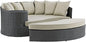 Modway EEI-1982-CHC-BEI Sojourn Wicker Rattan Outdoor Patio Sunbrella Fabric Daybed in Antique Canvas Beige
