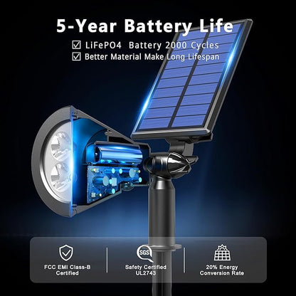 6 Pack Solar Lights Outdoor Waterproof IP65,Warm White,Super Bright LED,2 Lighting Modes,Solar Powered Yard Garden Solar Spot Lights for Flag Landscape Auto On/Off