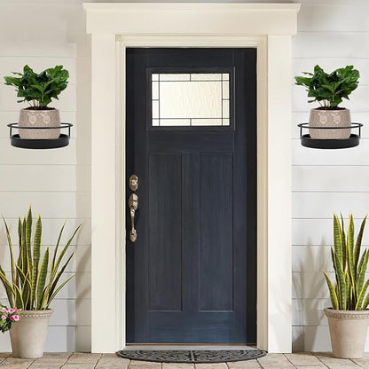 ARTORA Wall Mounted Plant Holder, 2 Pack Metal Flower Pot Wall Hanging Shelf Black Indoor Outdoor Decorative Floating Shelves Planter Hanger Racks for Bedroom Living Room Porch Balcony Decor