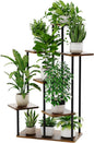 Bamworld Large Plant Stand Indoor 7 Tier Tall Metal Plant Shelf for Multiple Plants Tiered Flower Stand for Patio Garden Balcony Living Room Bedroom Brown