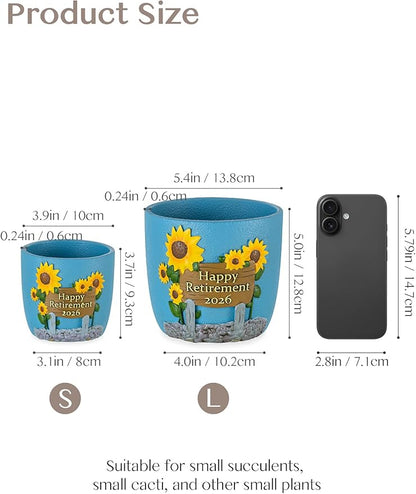 Retirement Gifts for Woman 2026: Happy Retirement Gifts for Women Nurse Teacher Coworker - Unique Retired Garden Gifts for Decoration - Hand-Painted Plant Pot Present with Gift Box and Card