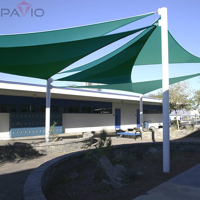 Patio Paradise 19' x 19' x 19' Sun Shade Sail Triangle Canopy Shade Cloth Fabric Sunlight Block Patio Pergola Cover HDPE Deck Awning for Outdoor Backyard Roof Shading, Turquoise