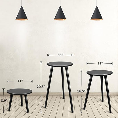 Uneedem Indoor Plant Stand Wood Mid Century Plant Stand for Indoor Plants, Modern Plant Table, 20.5" Tall Plant Holder Stand for Flower Pots, Small Round Side Table, Black