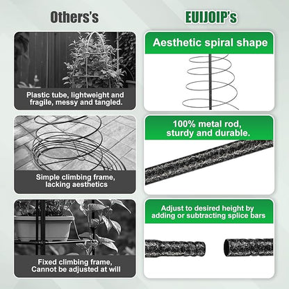 Spiral Trellis for Climbing Plants Outdoor, 45 Inch Tall Heavy Duty Metal Garden Tower, Decorative Plant Support with Anti-Tip Stake,Rustproof for Clematis Pole Beans Cucumber Berry Vines Pots,1 Pack