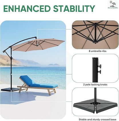 NEWBULIG 10FT Patio Umbrella, Offset Cantilever Outdoor Patio Table Umbrella, UV Protection, Fade Resistant Fabric, Easy Tilt Adjustment for Pool, Deck, Garden, Backyard