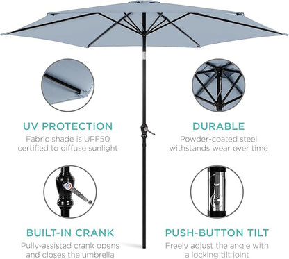 Best Choice Products 10ft Outdoor Table Compatible Steel Polyester Market Patio Umbrella w/Crank and Easy Push Button Tilt