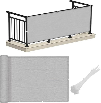 LOVE STORY 3'x16' Gray Balcony Screen Privacy Fence Cover (HDPE) UV Protection Weather-Resistant 3 FT Height Shield for Deck, Patio, Backyard, Outdoor Pool, Porch, Railing