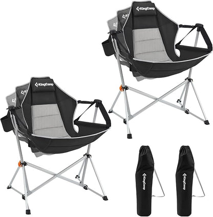 KingCamp Hammock Camping Chair, Swinging Portable Folding Camp Chairs for Adults Max 400lbs Heavy Duty Foldable Oversized Rocker with Aluminum Alloy Frame Cup Holder for Outdoor Beach Patio Sport
