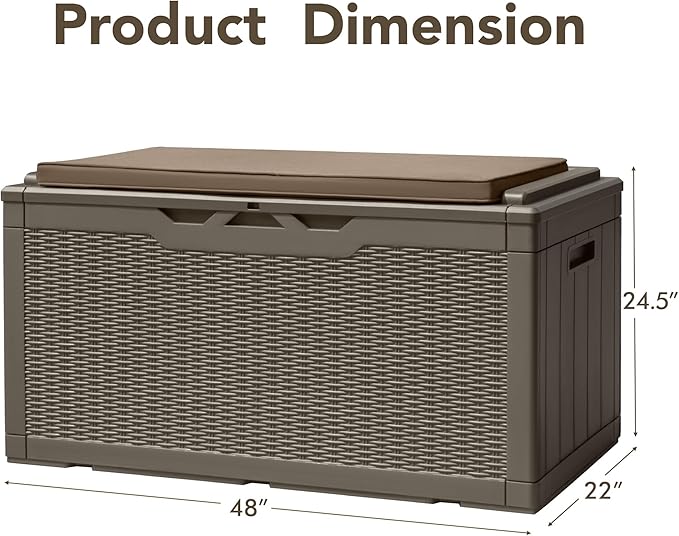 Deck Box 100 Gallon Brown Resin with Lockable Flip Top