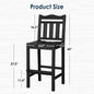 Bar Chairs Set of 2, Black Weather-Resistant HDPE, 44 Inch Bar Height
